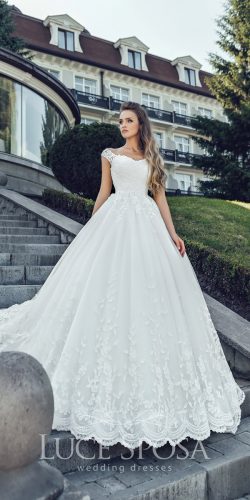 luce sposa wedding dresses lace ball gown sweetheart neck cap sleeves