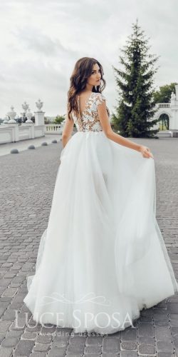 luce sposa wedding dresses straight backless floral with short sleeves