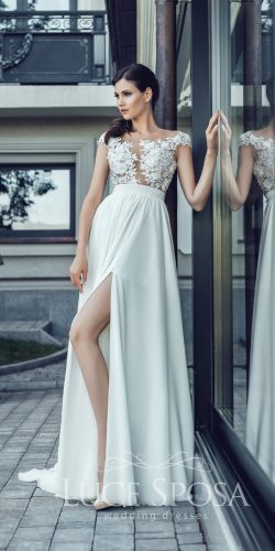 luce sposa wedding dresses straight cap floral with slit
