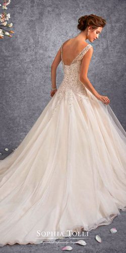 sophia tolli wedding dresses 2017 ball gown with hand beaded illusion slight cap sleeves