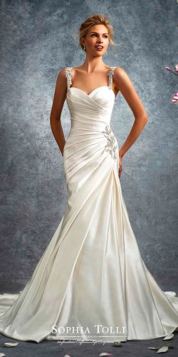 sophia tolli wedding dresses 2017 fit and flare sweetheart sleeveless with hand beaded straps