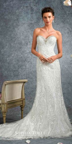 sophia tolli wedding dresses 2017 lace straight strapless sweetheart neck
