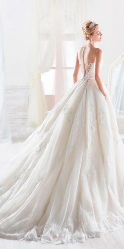 ball gown sleeveless illusion back lace nicole spose wedding dresses