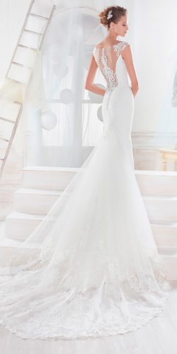 nicole spose wedding dresses trumpet lace cap sleeves backless with train