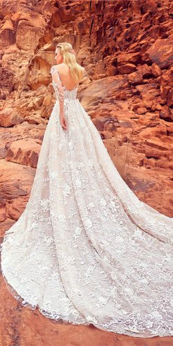 oksana mukha wedding dresses 2018 a line lace long sleeves open back with train