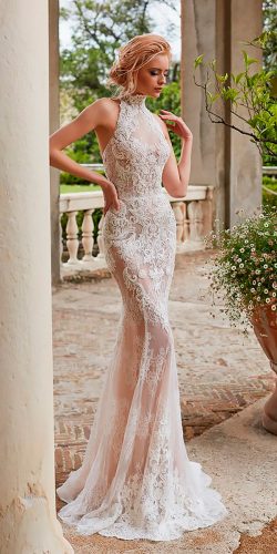 oksana mukha wedding dresses 2018 lace sheath high neckline sleeveless