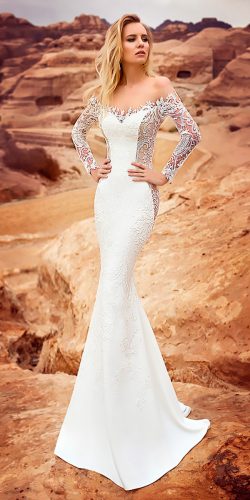 oksana mukha wedding dresses 2018 mermaid off the shoulder lace long sleeves