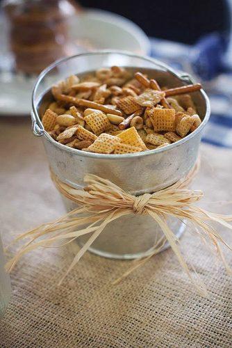 rustic barbecue bbq wedding metal bucket of treats decorated with a bowl chanterelle photography