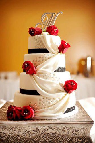 wedding cakes pictures white cake with red flower mulberrylanestudio