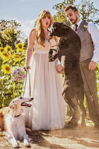 wedding entourage photo ideas funny bride and groom with pets love and adventure photography