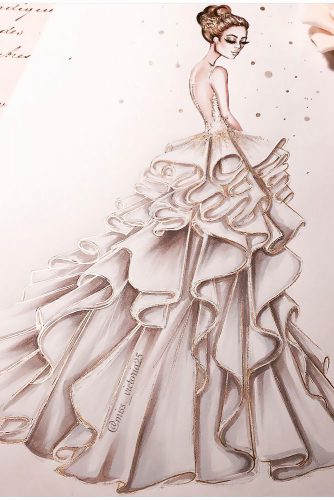 bridal illustrations a line spaghetti straps low back with ruffled skirt krikorjabotian