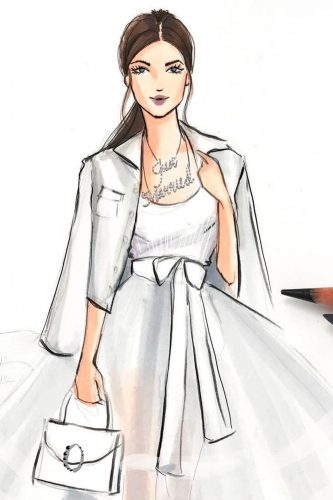 bridal illustrations scoop neckline with jacket oscar de larenta