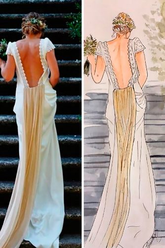 bridal illustrations sheath low back with sleeves novias