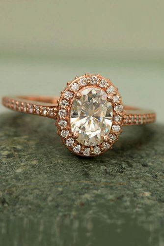 Precision cut sapphires and gemstones by Rogerio Graca Moissanite Rose Gold Halo Ring