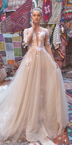 blush lace princess illusion sleeve wedding dresses 2018 lendel medison