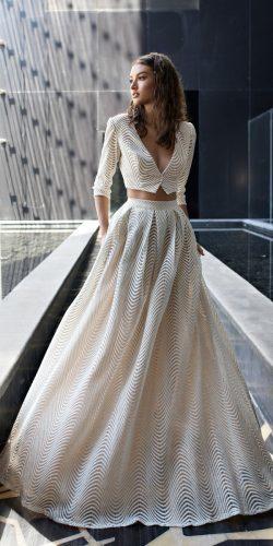 dimitrius dalia wedding dresses diamond collection two piece deep v neck top long sleeve a line skirt