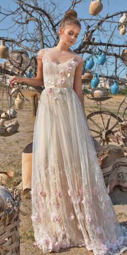 eva lendel wedding dresses 2018 spaghetti straps illusin neck boho style