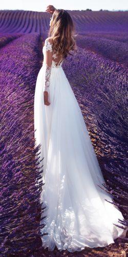 lace milla nova 2018 wedding dresses straight illusion back long sleeves with train violet