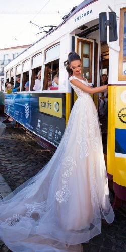 milla nova 2018 wedding dresses lace blush a line with cap sleeves fibi5
