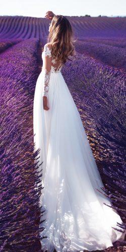 milla nova 2018 wedding dresses straight lace illusion long sleeve violet