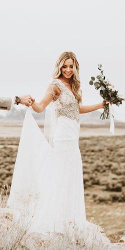 anna campbell wedding dresses straight heavily embellishment shoulders v neckline with train