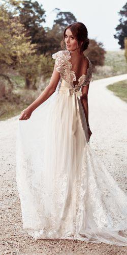 anna campbell wedding dresses straight low back detailed lace belt draped shoulder detail of sequinned lace train savannah