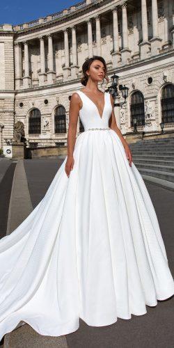 crystal design 2018 wedding dresses a line v neckline simple sleeveless style ivanna