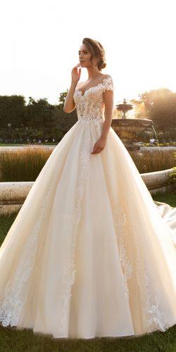 crystal design 2018 wedding dresses ball gown blush sweetheart neckline lace with short sleeves style kaitleen