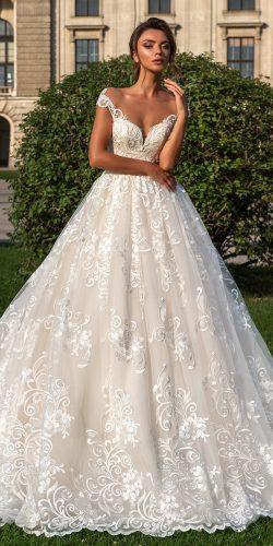 crystal design 2018 wedding dresses blush lace ball gown sweetheart neckline style steffani