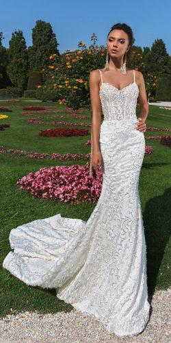 crystal design 2018 wedding dresses mermaid lace sweetheart neckline spaghetti straps style effie