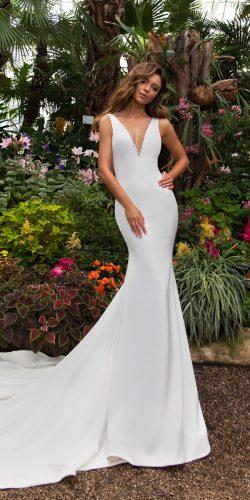 crystal design 2018 wedding dresses mermaid simple sleeveless v neckline style candel