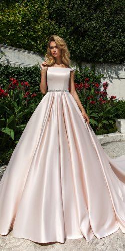 crystal design 2018 wedding dresses simple blush ball gown caps sleeves style josleen