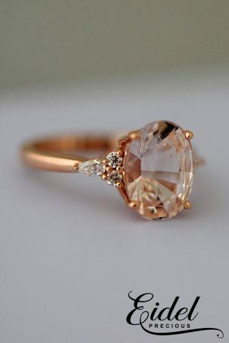 eidel precious engagement rings peach sapphire three stone rose gold