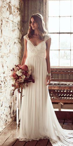 anna campbell 2018 wedding dresses draped shoulder detail of sequinned lace straight v neckline savannah