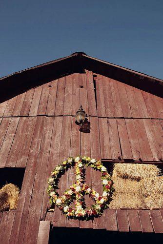 hippie wedding on wooden barn flower pacific symbol souder photography