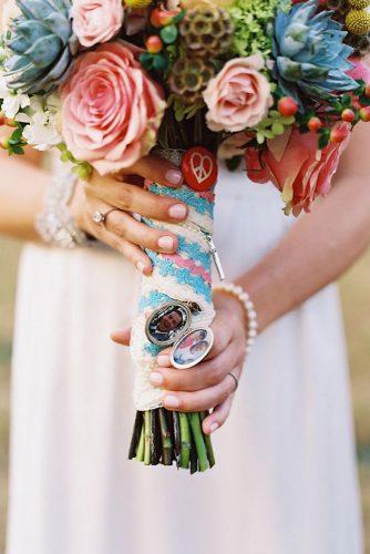 hippie wedding summer bouquet with peace heart décor and lace tec petaja