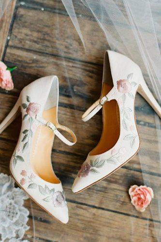 wedding shoes trends high heels ankle strap with floral ornament bella belle adelaide