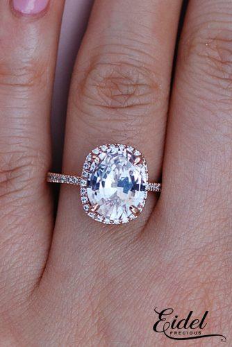 Eidel Precious engagement rings oval cut rose gold halo pave band
