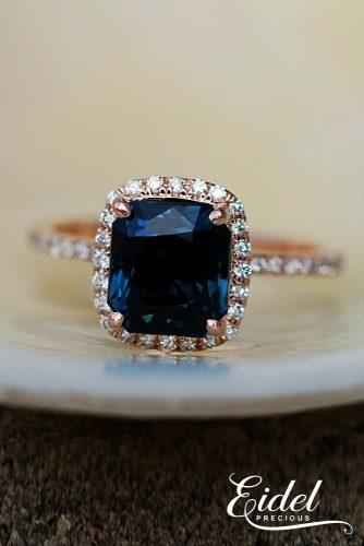 Eidel Precious engagement rings sapphire cushion cut halo pave band