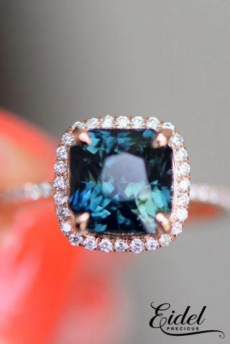 eidel precious engagement rings cushion cut sapphire halo rose gold