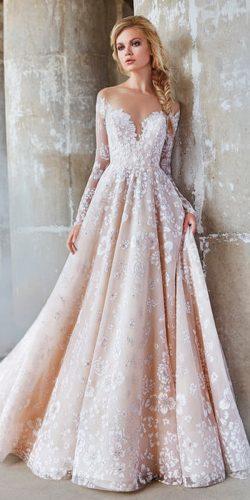 hayley paige wedding dresses 2018 a line blush sweetheart neck lace long sleeve