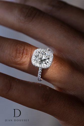 jean dousset engagement rings cushion cut diamond halo pave band
