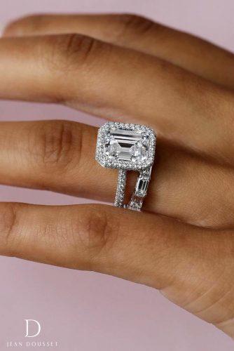 jean dousset engagement rings emerald cut diamond halo band set 20