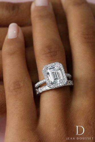 jean dousset engagement rings emerald cut diamond set halo 4