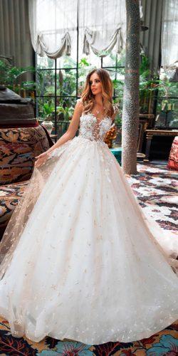 milla nova ball gown lace illusion floral neckline cap sleeves wedding dresses 2018 sensuella 2
