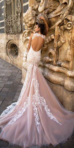 pollardi fashion group blush low back lace sleeveless fit and flare wedding dresses ida torez elenora