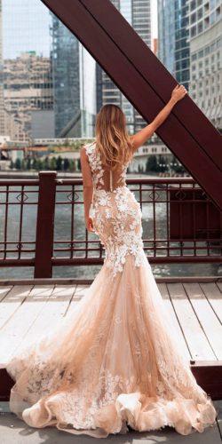 trumpet cappuccino sleeveless floral applique lace backless milla nova 2018 wedding dresses aora