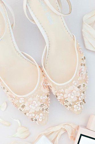wedding shoes trends ankle straps low heel hand beaded bella belle rosa blush
