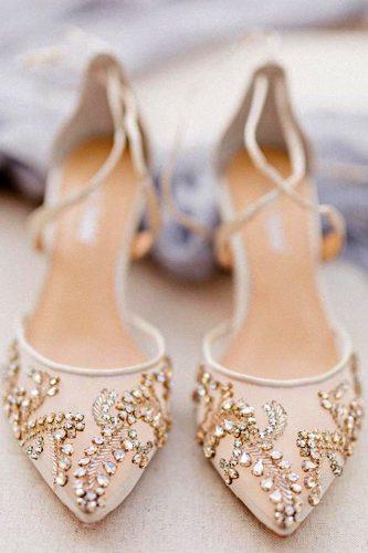 wedding shoes trends strappy hand beaded low heel bella belle frances champagne