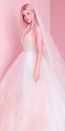 ball gown deep v neckline spaghetti straps tulle wedding dresses 2019 hayley paige